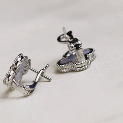 [Solara Jewelry ]KLEEBÜTE MITTLERE 1 MOTIVE PERLMUTT WEISSE OHRRINGE SILBER