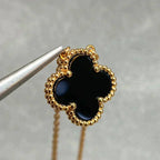 [Solara Jewelry ]CLOVER 15MM BLACK ONYX SINGLE FLOWER NECKLACE