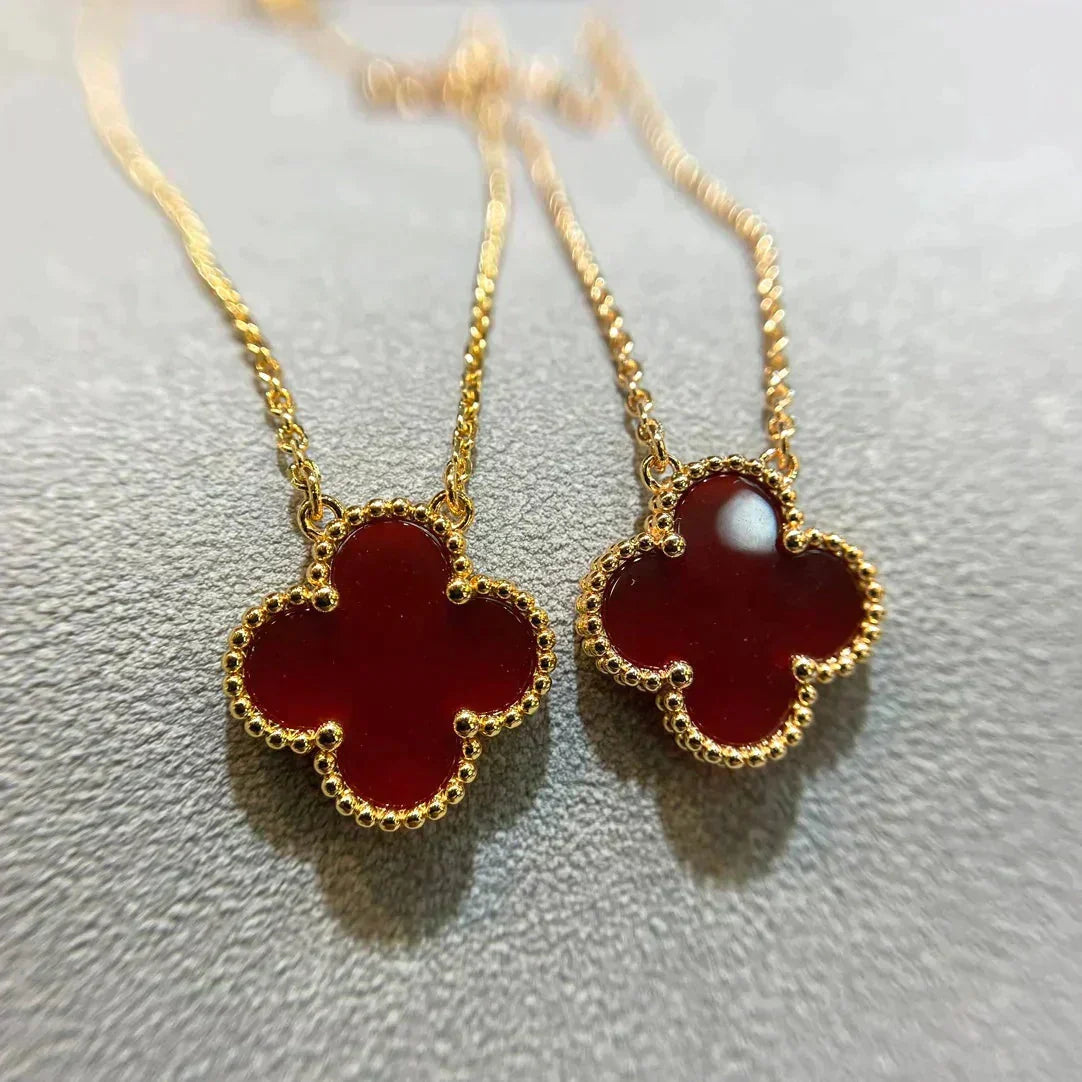 [Solara Jewelry ]CLOVER 15MM カーネリアン シングル フラワー ネックレス