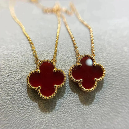 [Solara Jewelry ]CLOVER 15MM カーネリアン シングル フラワー ネックレス