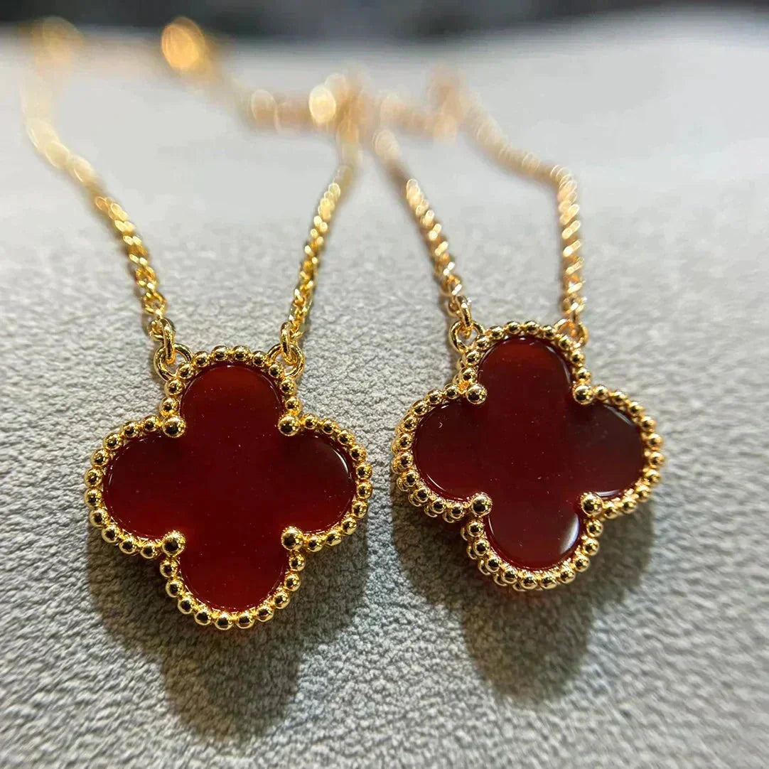[Solara Jewelry ]CLOVER 15MM カーネリアン シングル フラワー ネックレス