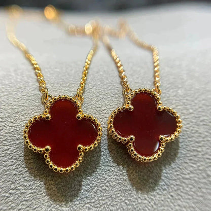 [Solara Jewelry ]CLOVER 15MM カーネリアン シングル フラワー ネックレス