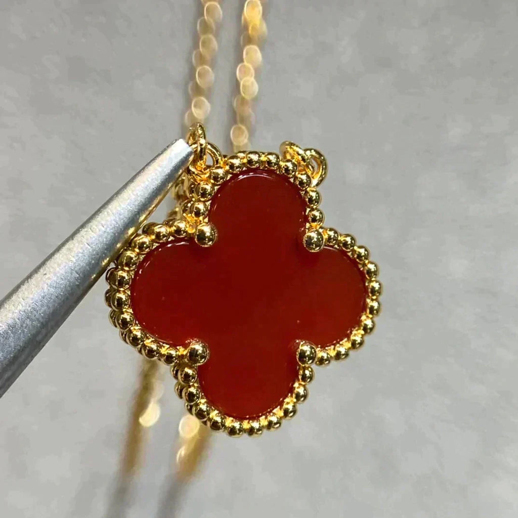 [Solara Jewelry ]CLOVER 15MM カーネリアン シングル フラワー ネックレス