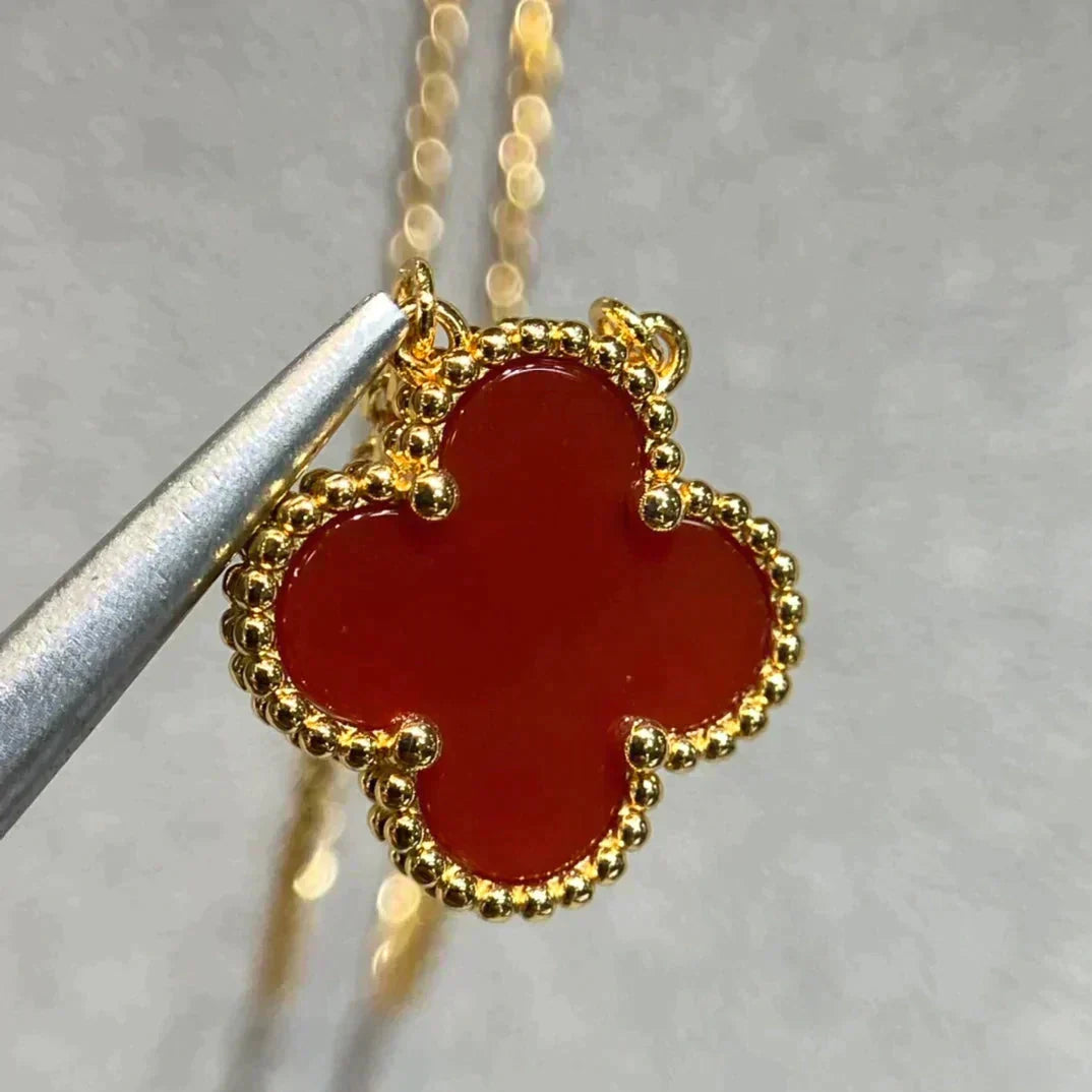 [Solara Jewelry ]CLOVER 15MM カーネリアン シングル フラワー ネックレス