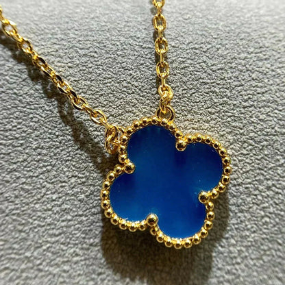 [Solara Jewelry ]CLOVER 15MM BLUE AGATE NECKLACE