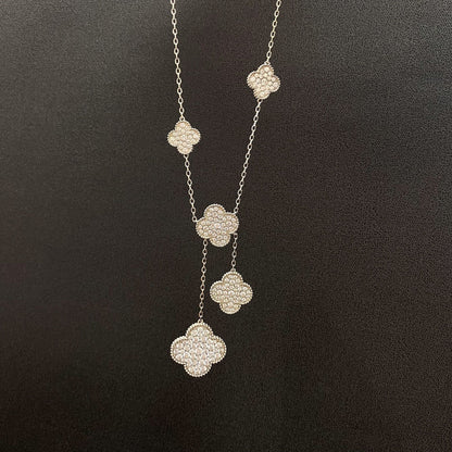 [Solara Jewelry] クローバー 5モチーフ シルバーダイヤモンドネックレス
