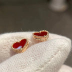 [Solara Jewelry ]HEART CARNELIAN STUD EARRINGS