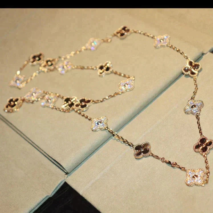 [Solara Jewelry ]CLOVER 20 MOTIFS LASER DIAMOND NECKLACE