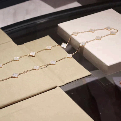 [Solara Jewelry ]クローバー 20モチーフ ホワイトマザーオブパール ネックレス