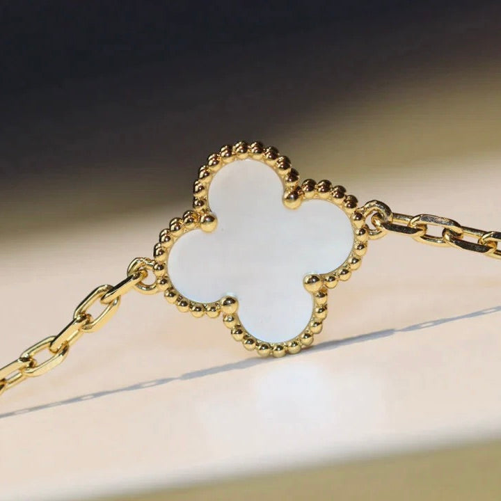 [Solara Jewelry ]クローバー 20モチーフ ホワイトマザーオブパール ネックレス