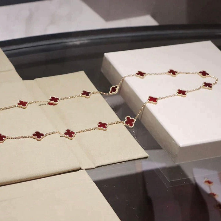 [Solara Jewelry ]CLOVER 20 MOTIFS KARNEOL-HALSKETTE