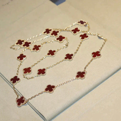 [Solara Jewelry ]CLOVER 20 MOTIFS KARNEOL-HALSKETTE
