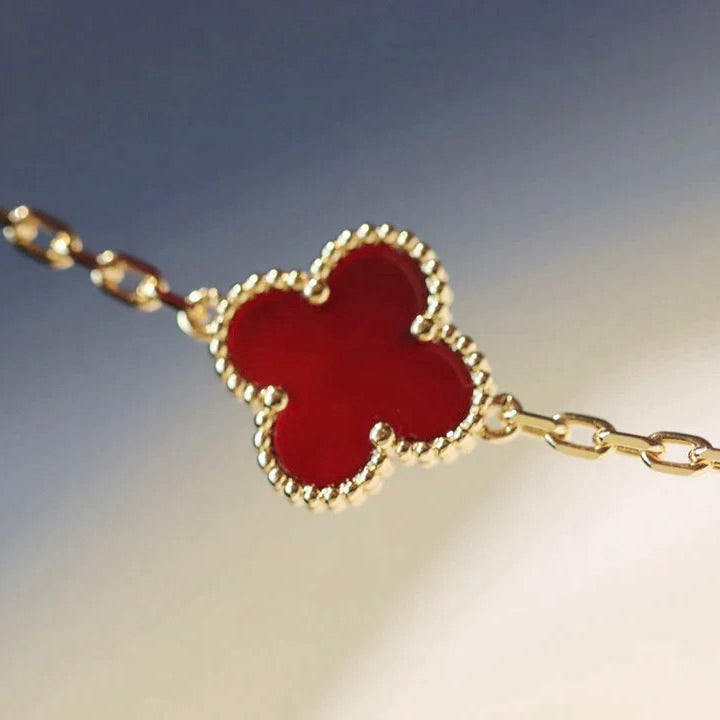 [Solara Jewelry ]クローバー 20モチーフ カーネリアン ネックレス