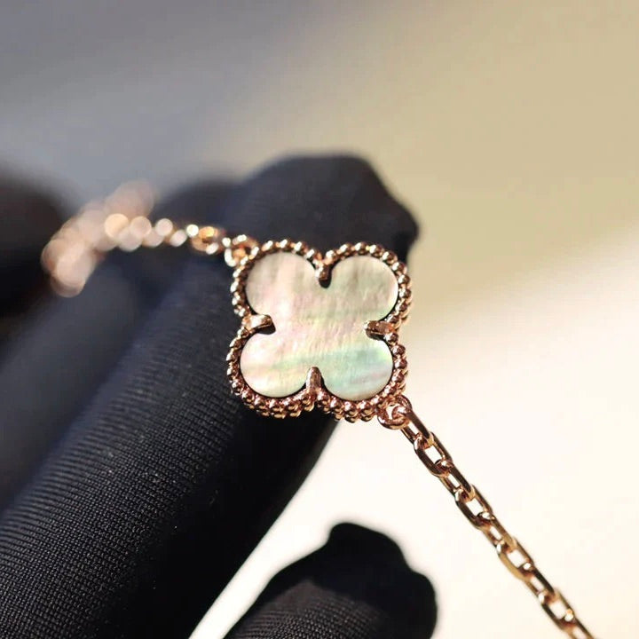[Solara Jewelry ]KLEEBATT 20 MOTIVE DUNKELES PERLMUTT DIAMANT HALSKETTE