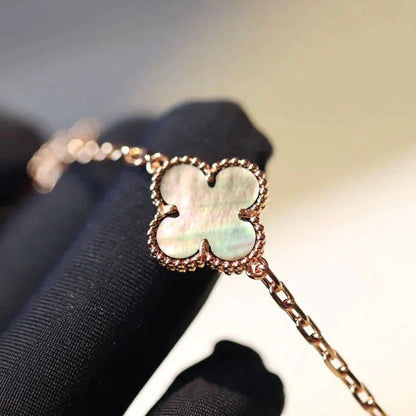 [Solara Jewelry ]KLEEBATT 20 MOTIVE DUNKELES PERLMUTT DIAMANT HALSKETTE