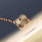 [Solara Jewelry ]KLEEBATT 20 MOTIVE DUNKELES PERLMUTT DIAMANT HALSKETTE