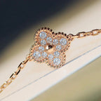 [Solara Jewelry ]KLEEBATT 20 MOTIVE DUNKELES PERLMUTT DIAMANT HALSKETTE