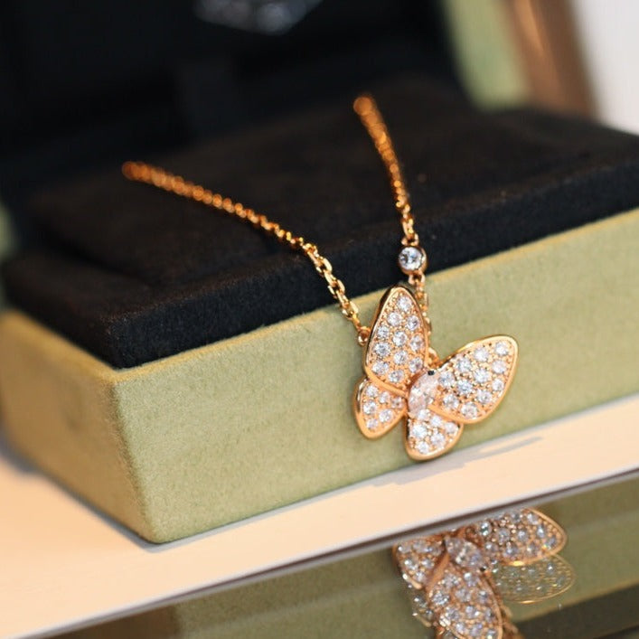 [Solara Jewelry ]バタフライ ダイヤモンド ネックレス