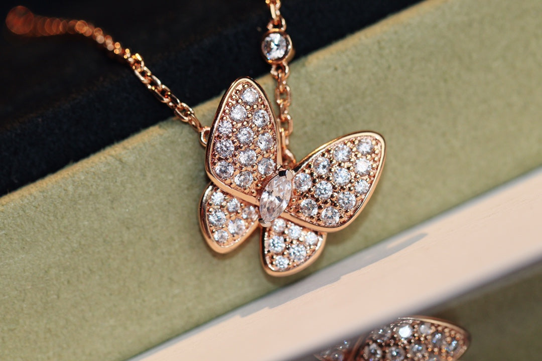 [Solara Jewelry ]バタフライ ダイヤモンド ネックレス