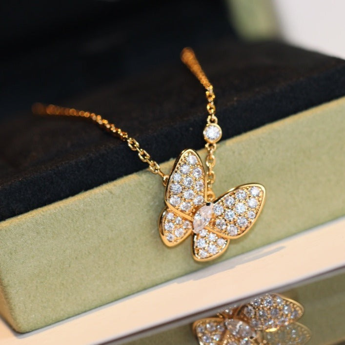 [Solara Jewelry ]バタフライ ダイヤモンド ネックレス