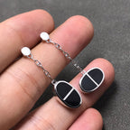 [Solara Jewelry ]CHAINE VERSO BLACK CERAMIC SILVER EARRINGS