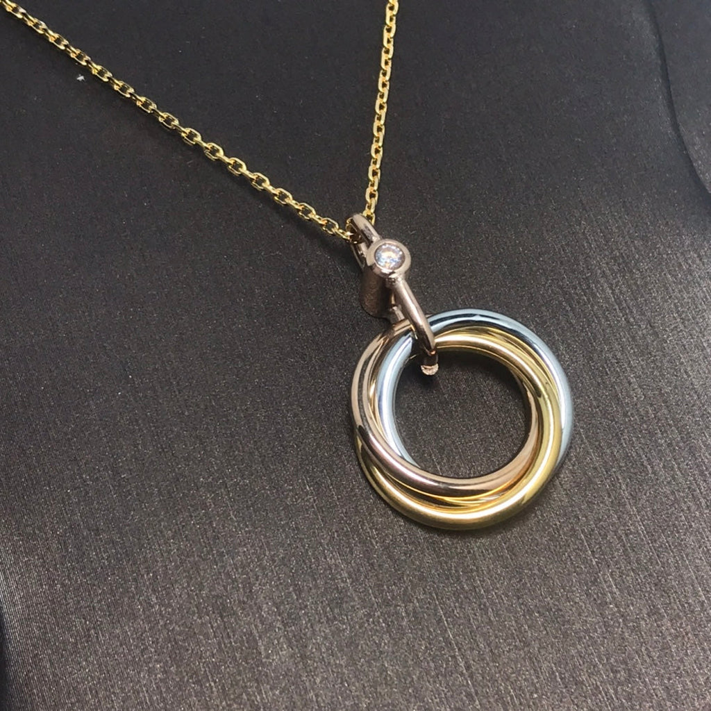 [Solara Jewelry ]TRINITY SILVER GOLD PINK GOLD NECKLACE