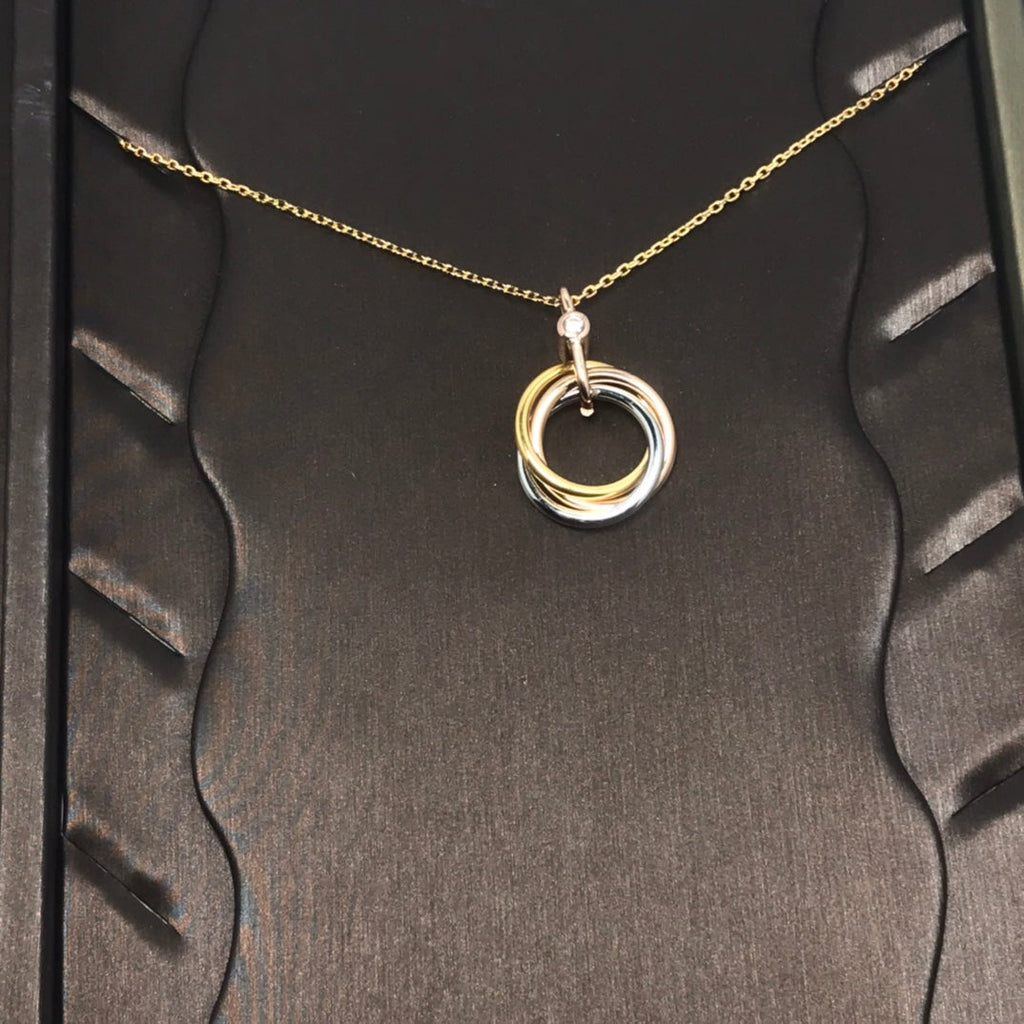 [Solara Jewelry ]TRINITY SILVER GOLD PINK GOLD NECKLACE