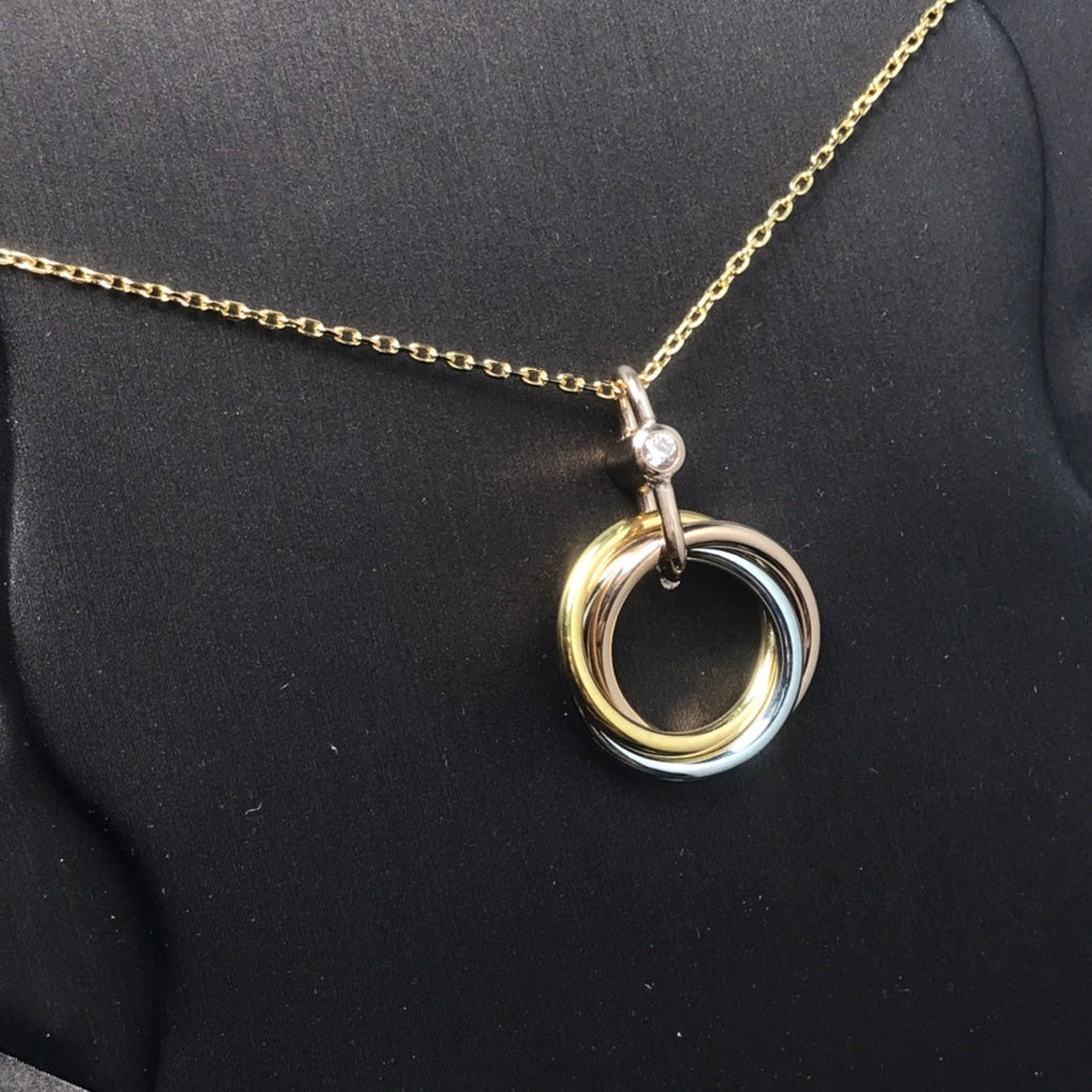 [Solara Jewelry ]TRINITY SILVER GOLD PINK GOLD NECKLACE