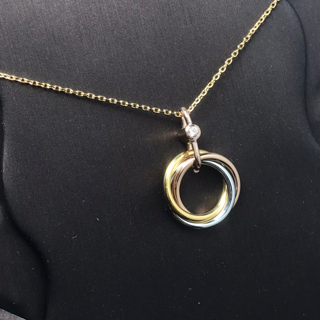 [Solara Jewelry ]TRINITY SILVER GOLD PINK GOLD NECKLACE