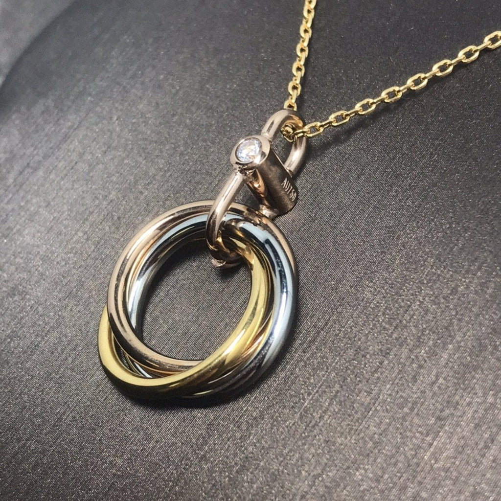 [Solara Jewelry ]TRINITY SILVER GOLD PINK GOLD NECKLACE