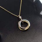 [Solara Jewelry ]TRINITY SILVER GOLD PINK GOLD NECKLACE