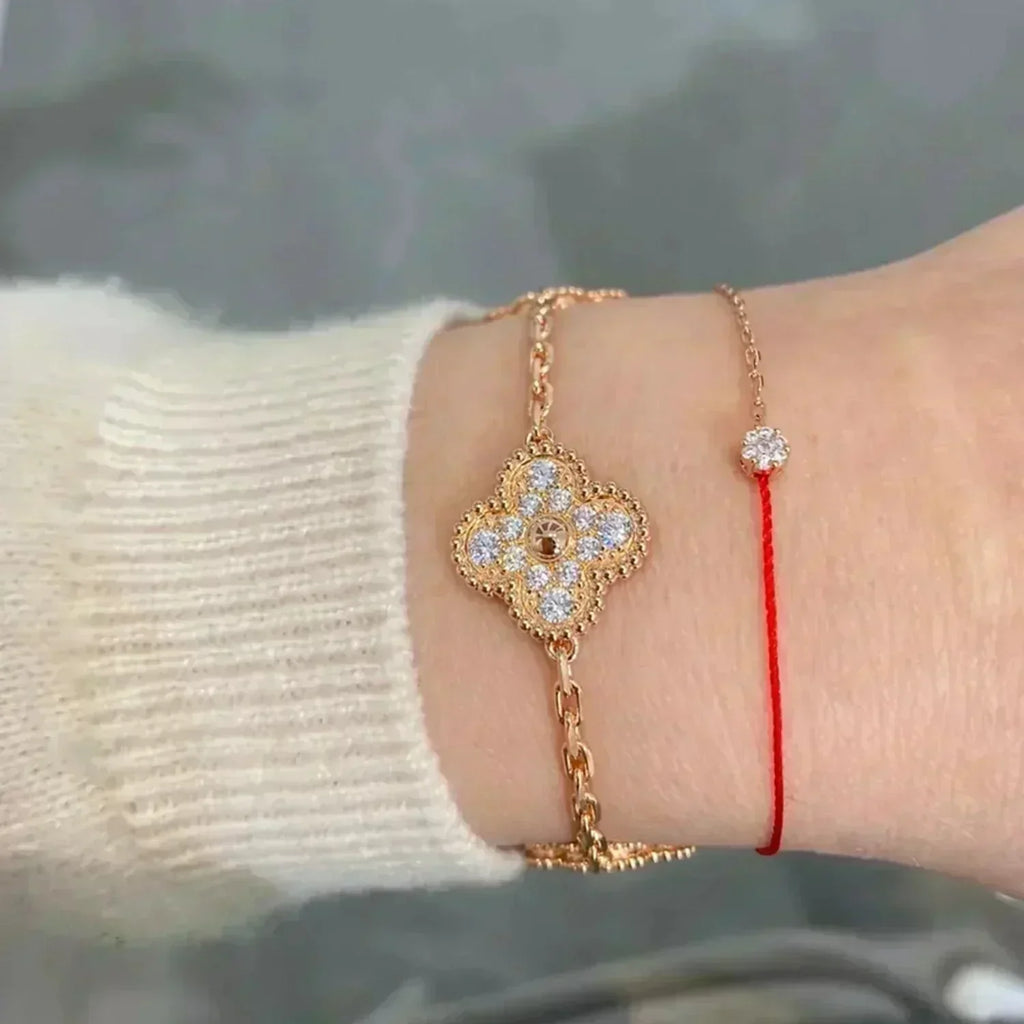[Solara Jewelry ]CLOVER 5 MOTIFS  FULL DIAMOND BRACELET