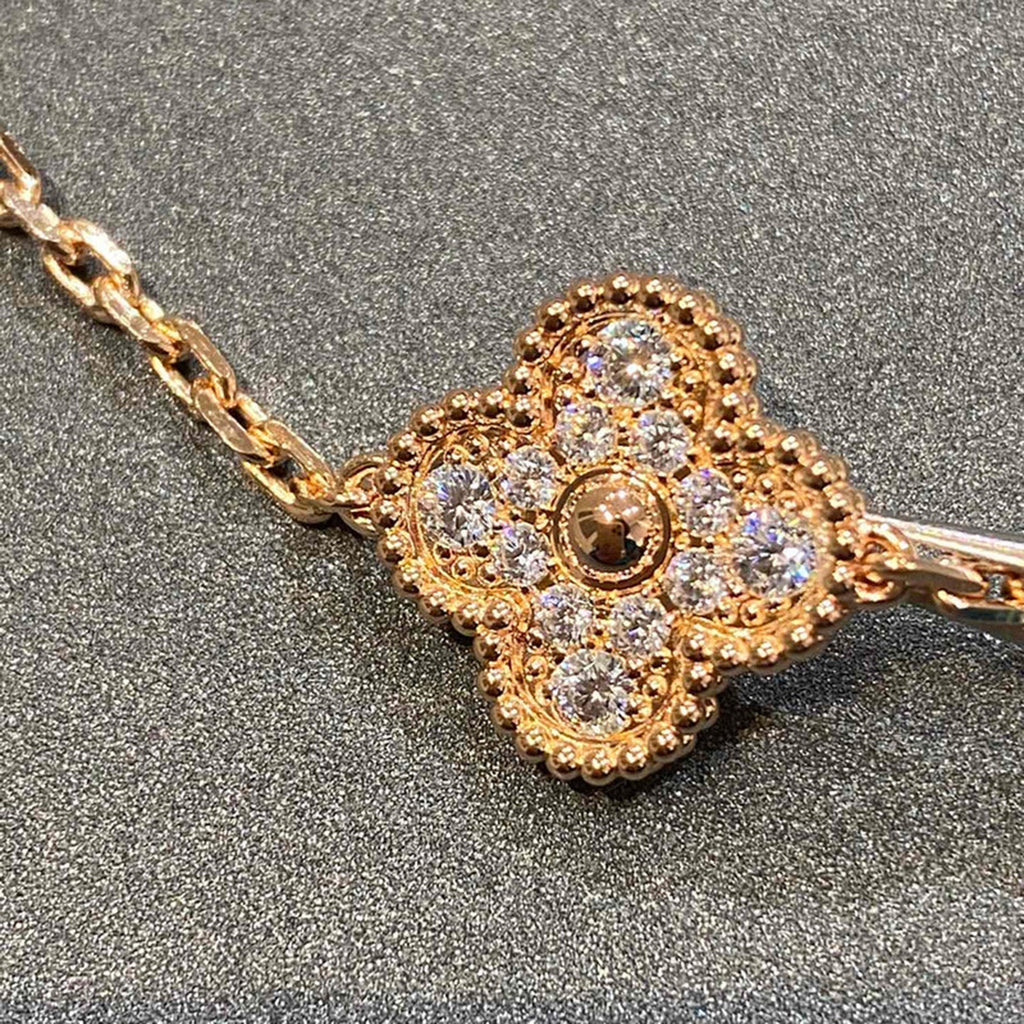 [Solara Jewelry ]CLOVER 5 MOTIFS  FULL DIAMOND BRACELET