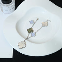 [Solara Jewelry ]CLOVER BRACELET 5 MOTIFS MOP CHALCEDONY SILVER