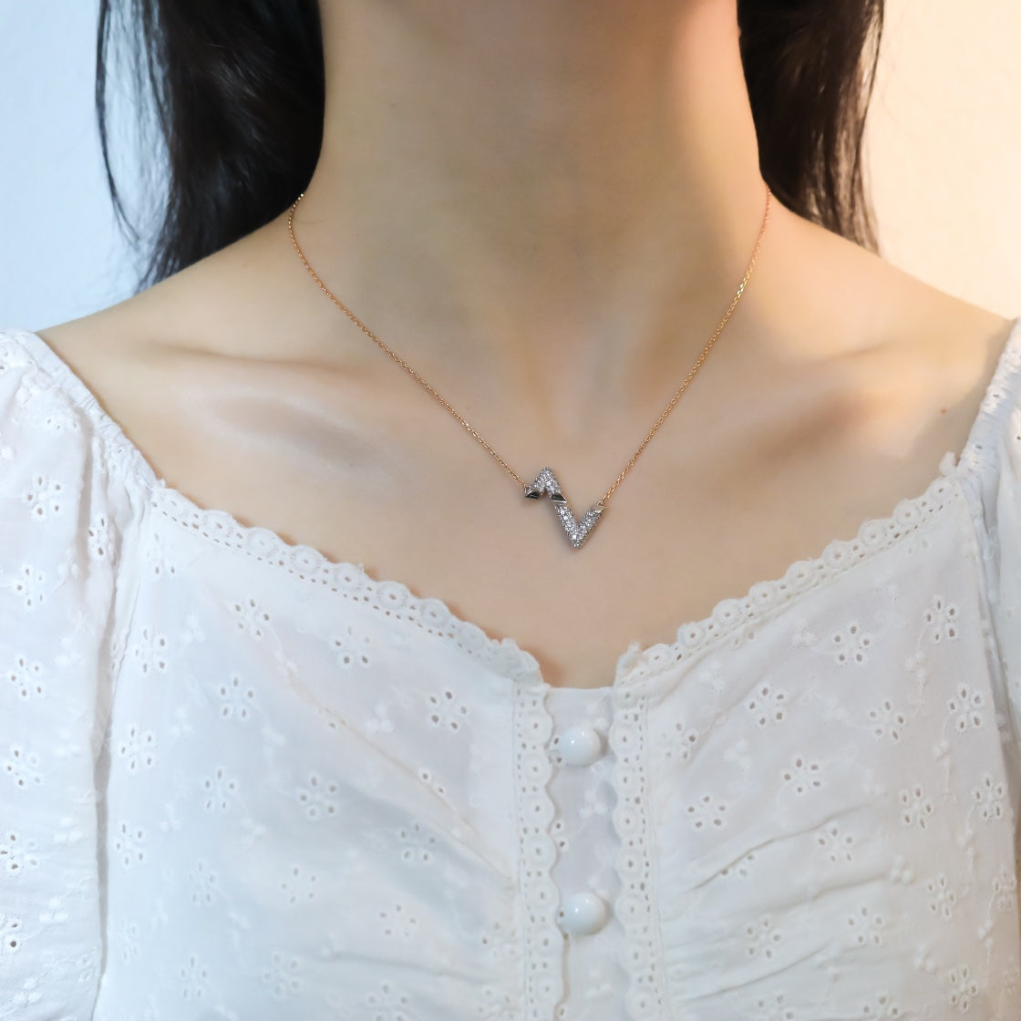 [Solara Jewelry ]VOLT SILVER DIAMOND PEDANT NECKLACE