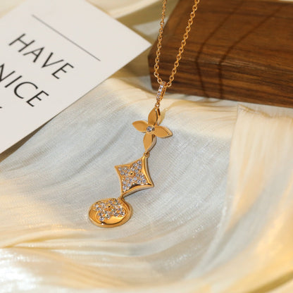 [Solara Jewelry ]STAR AND SUN DIAMOND PINK GOLD NECKLACE