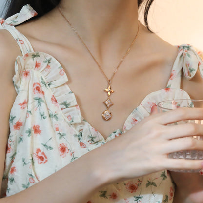 [Solara Jewelry ]STAR AND SUN DIAMOND PINK GOLD NECKLACE