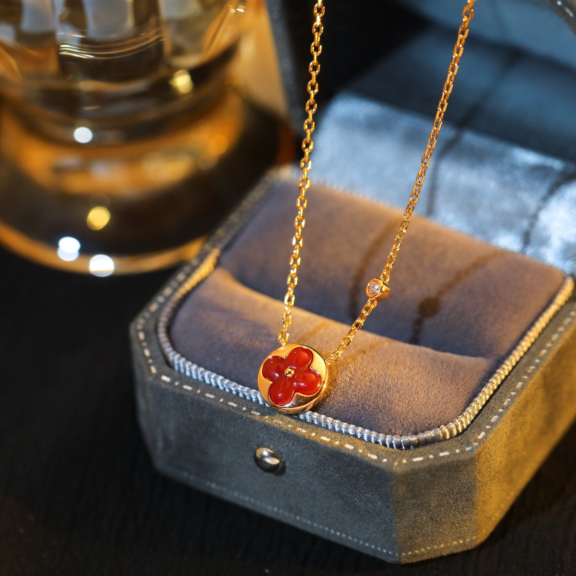 [Solara Jewelry ]SUN PEDANT PINK GOLD 1 DIAMOND NECKLACE