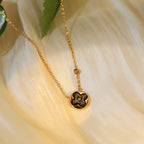 [Solara Jewelry ]SUN PEDANT PINK GOLD 1 DIAMOND NECKLACE