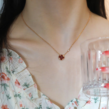 [Solara Jewelry ]SUN PEDANT PINK GOLD 1 DIAMOND NECKLACE