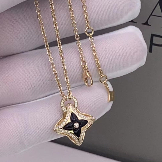 [Solara Jewelry ] Stern-Anhänger in Roségold mit Diamant-Halskette