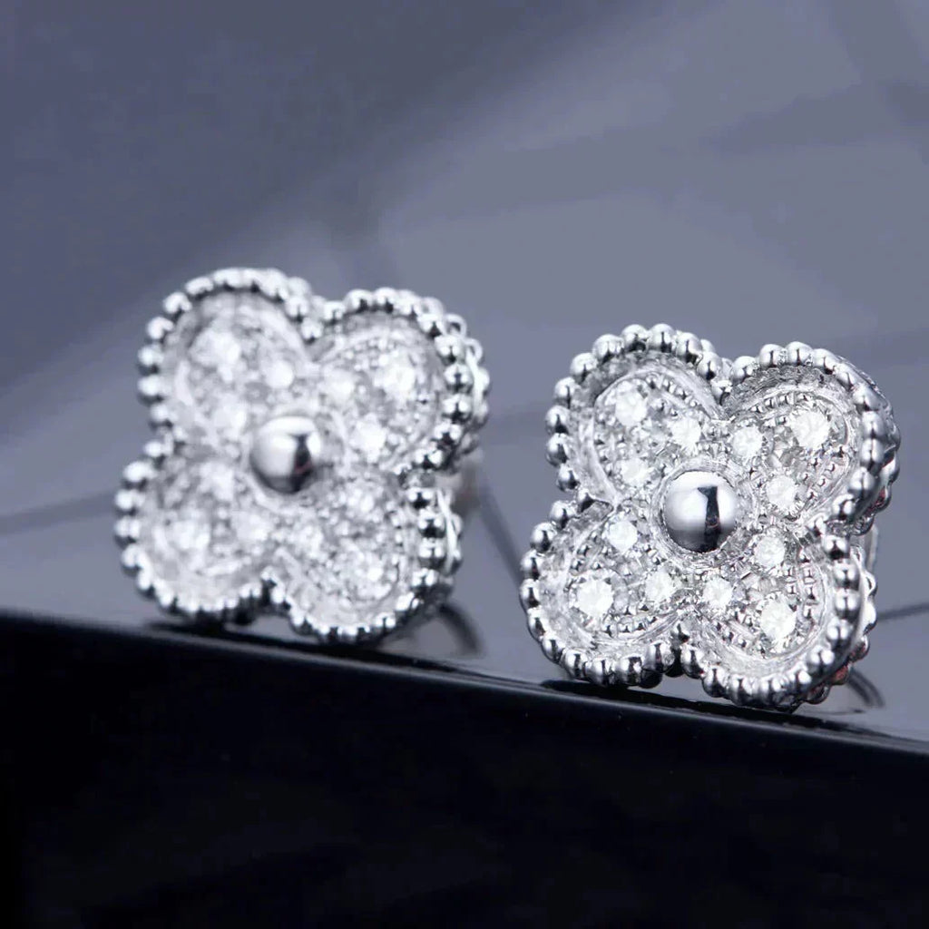 [Solara Jewelry] KLEEBRAUM 1 MOTIV DIAMANT-OHRSTECKER SILBER
