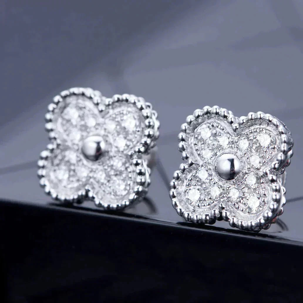 [Solara Jewelry] KLEEBRAUM 1 MOTIV DIAMANT-OHRSTECKER SILBER