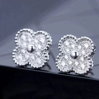 [Solara Jewelry ]CLOVER 1 MOTIFS DIAMOND STUD EARRINGS SILVER