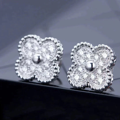 [Solara Jewelry] KLEEBRAUM 1 MOTIV DIAMANT-OHRSTECKER SILBER