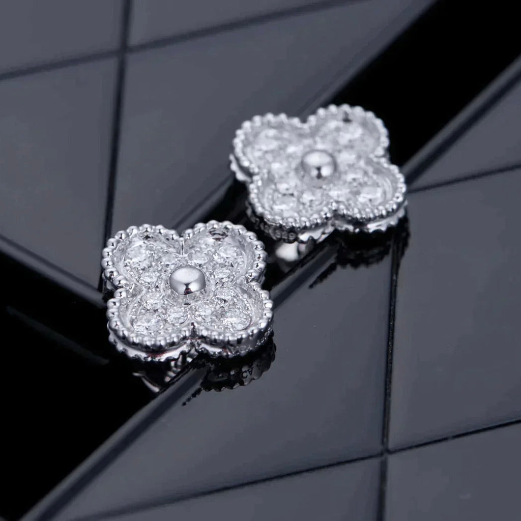 [Solara Jewelry] KLEEBRAUM 1 MOTIV DIAMANT-OHRSTECKER SILBER