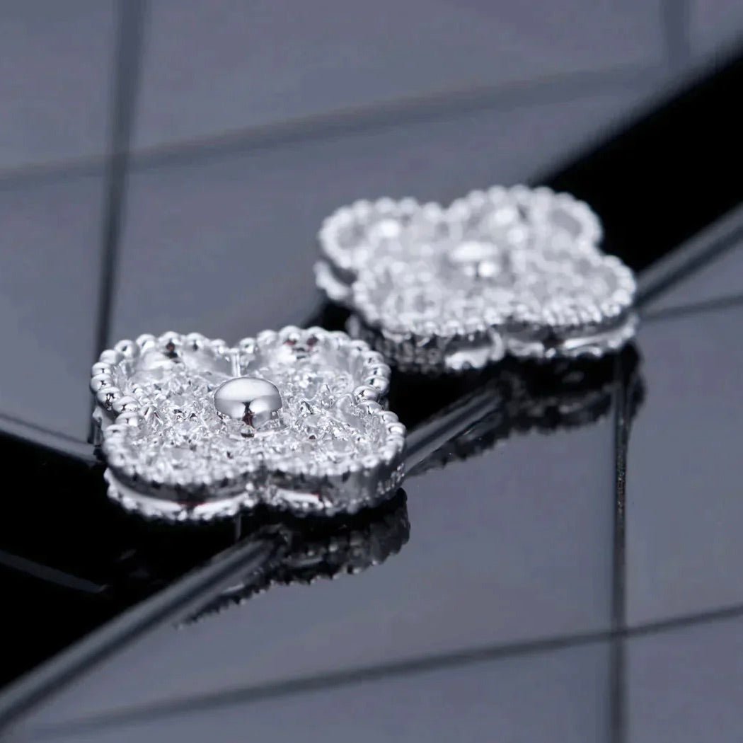 [Solara Jewelry] KLEEBRAUM 1 MOTIV DIAMANT-OHRSTECKER SILBER