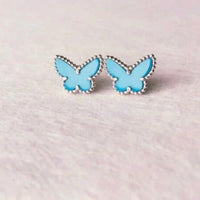 [Solara Jewelry ]BUTTERFLY TURQUOISE EARRINGS SILVER