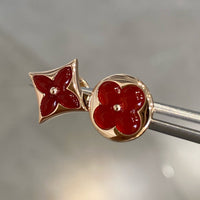 [Solara Jewelry ]STAR AND SUN PINK GOLD CARNELIAN STUD EARRINGS