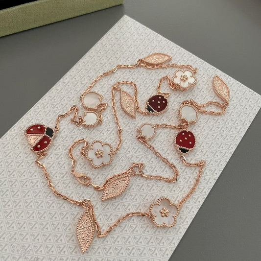 [Solara Jewelry ]LUCKY SPRING 15 MOTIFS ROSE GOLD NECKLACE